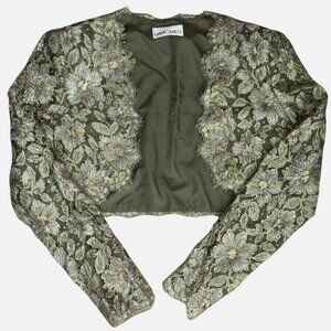 Liancarlo Green Lace Womens Bolero Jacket - Floral - Italian size 40 US size 4-6